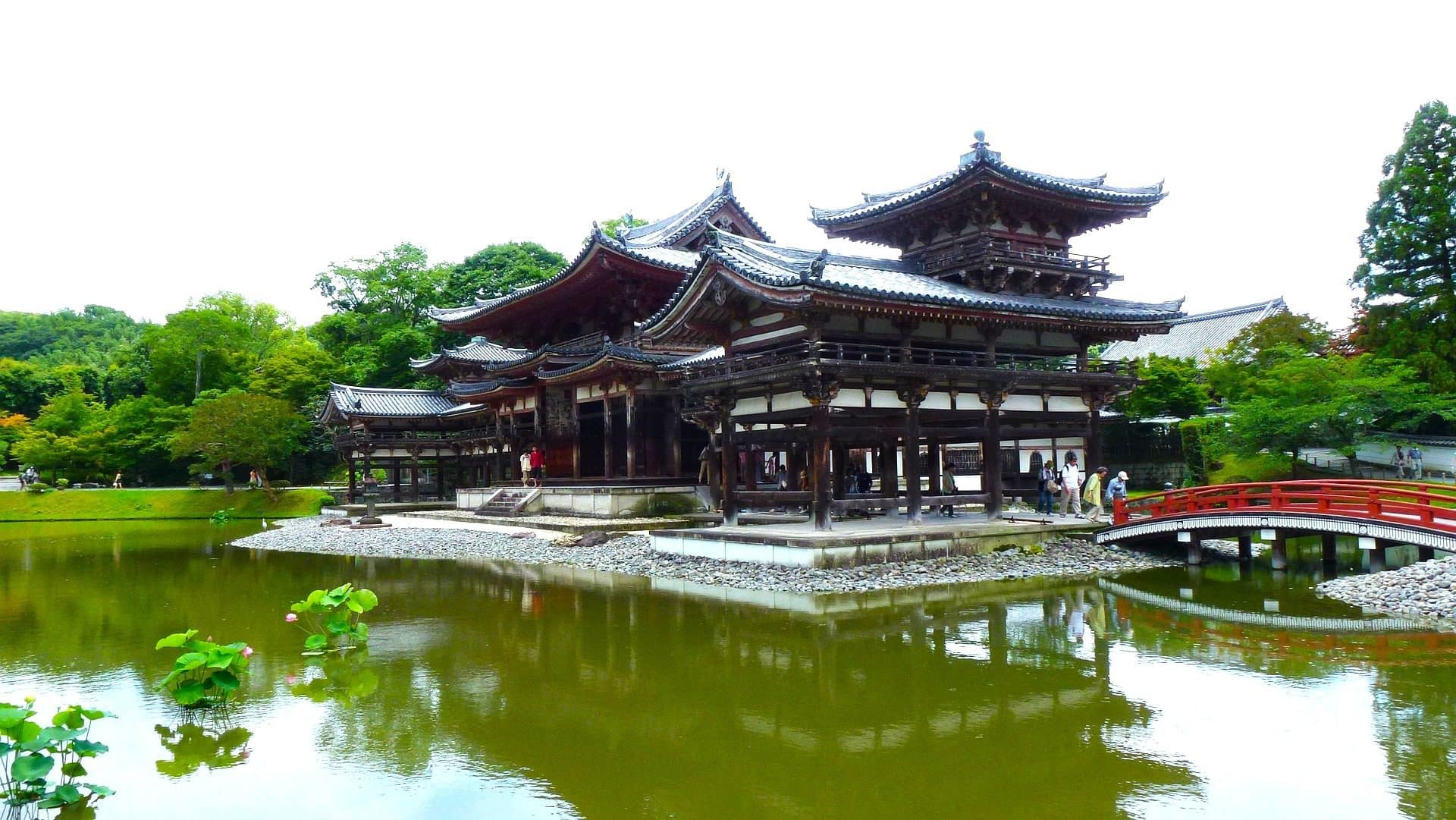 Scenic view of Byōdō-in Temple architecture in Kyoto, Japan