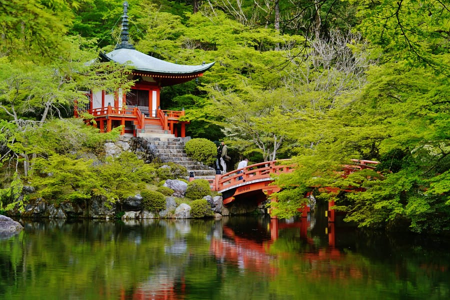 Historic Kyoto temple architecture in Japan