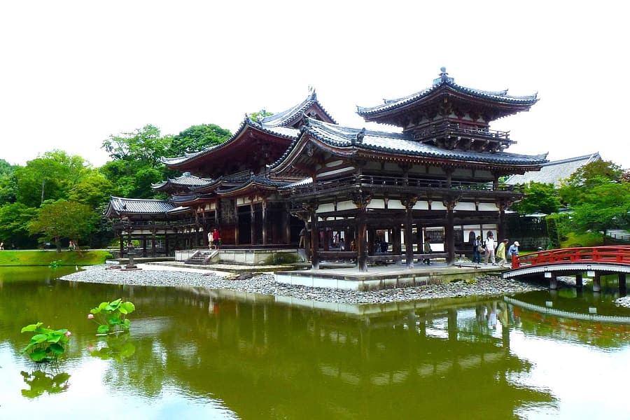 Scenic view of Byōdō-in Temple architecture in Kyoto, Japan